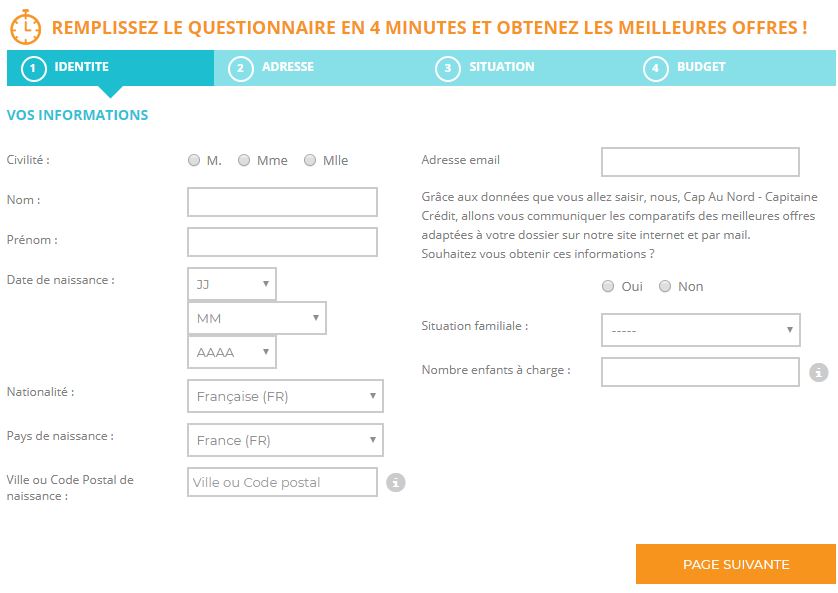 questionnaire crédit capitaine credit