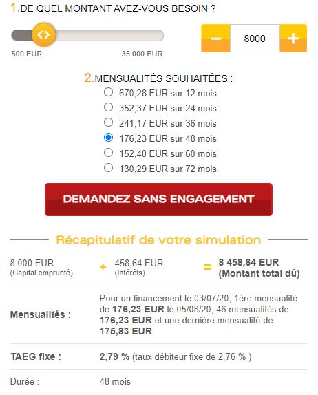 taux promotionnel cofidis