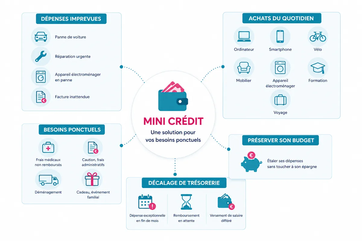 Récapitulatif des cas d'utilisation d'un mini crédit