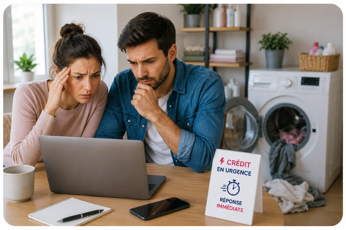 Couple faisant un crédit avec réponse immédiate en urgence