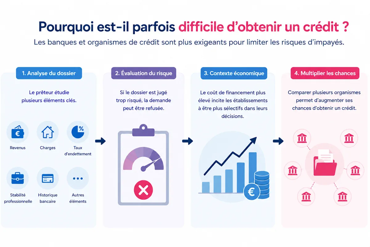 infographie difficultés du prêt sans refus