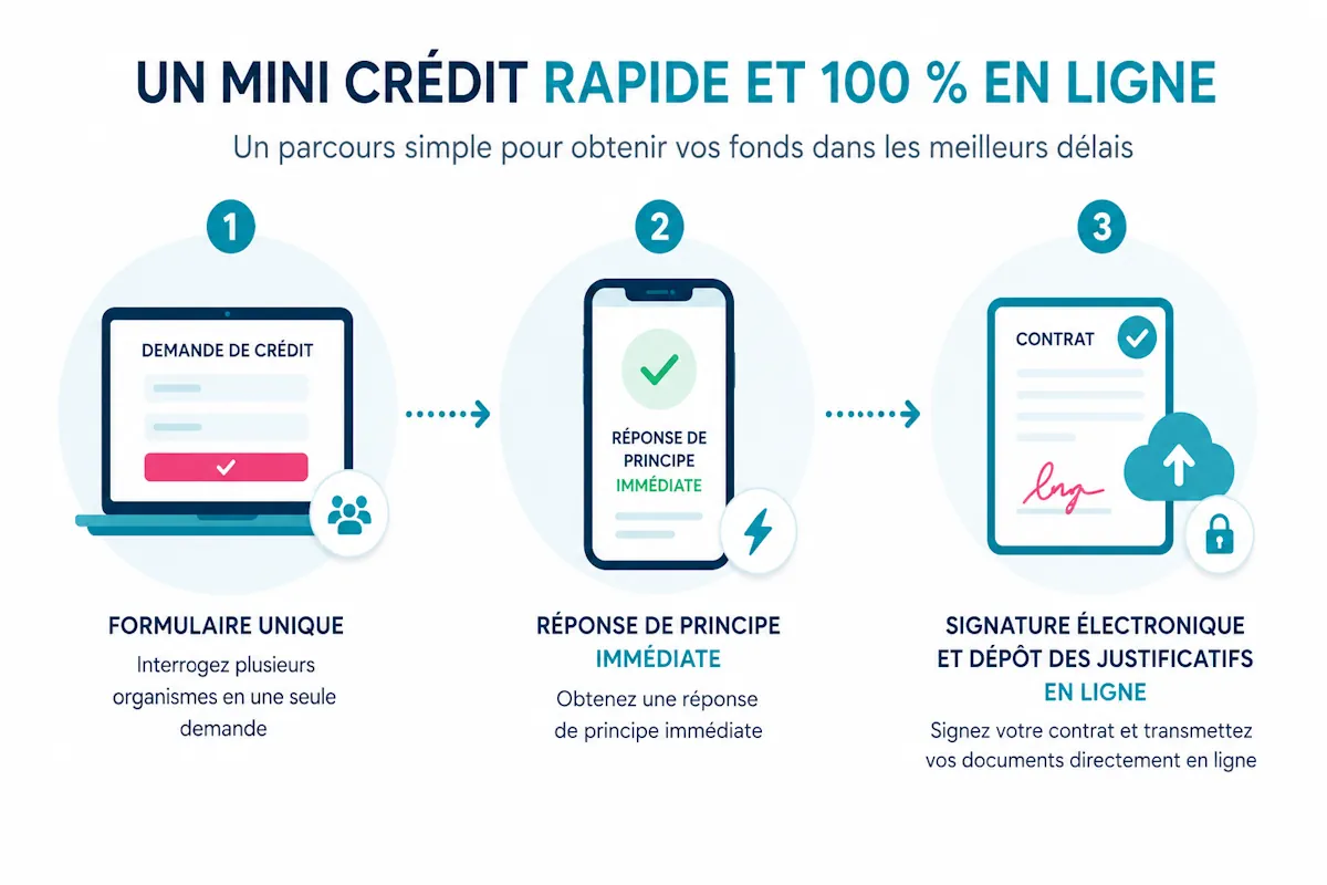 schéma des étapes pour bénéficier d'un mini prêt