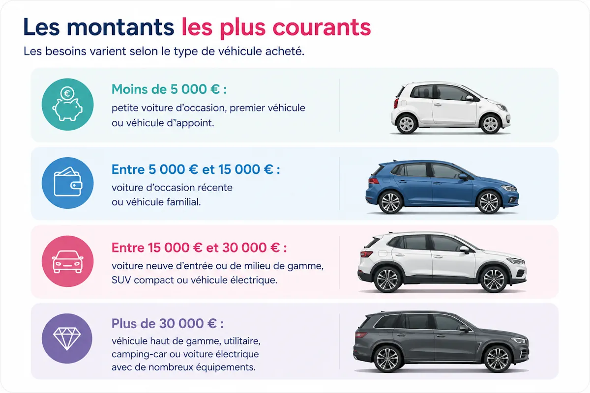 montants pour un crédit auto selon le véhicule