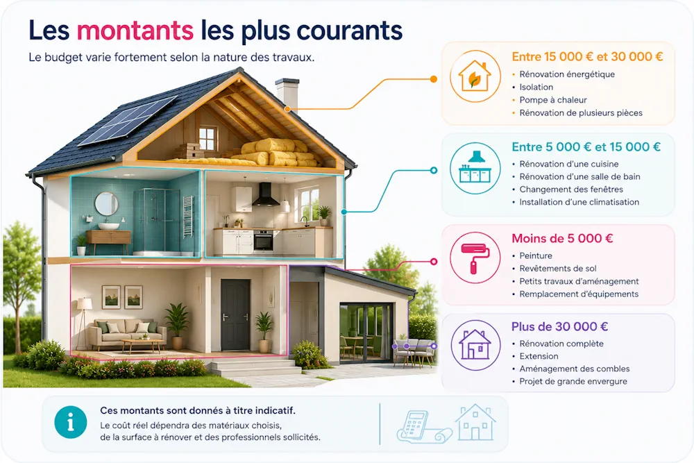 montants souvent empruntés pour un prêt travaux